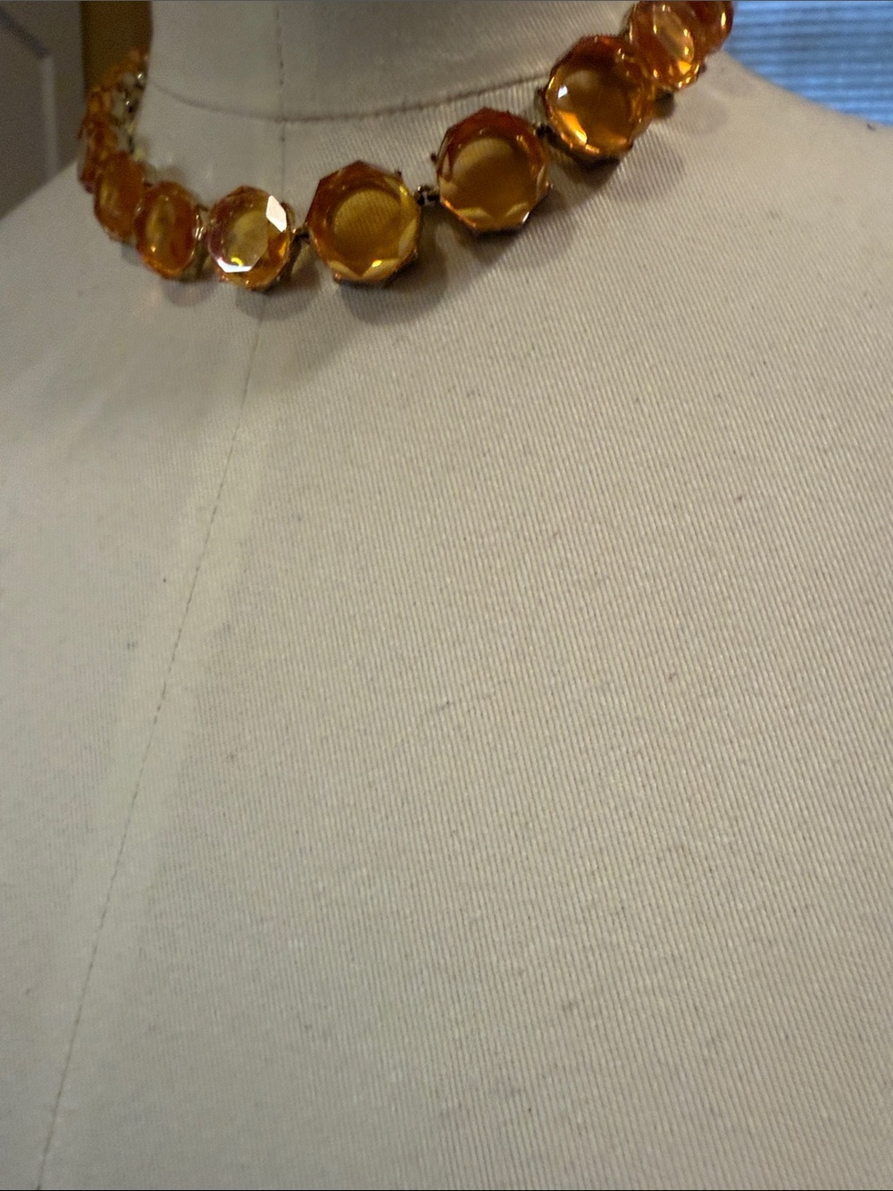 J. Crew Factory Gold-Tone Amber Bezel Crystal Necklace - Picture 5 of 5